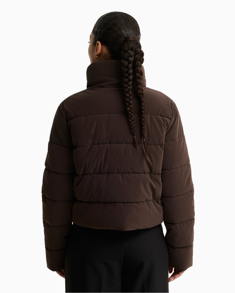 Barbour Halina Puffer Jacket in brown back view