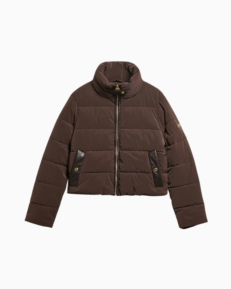 Barbour Halina Puffer Jacket in brown detail