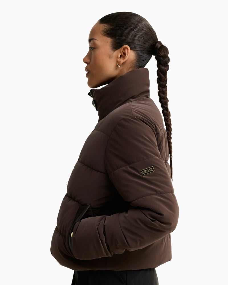 Barbour Halina Puffer Jacket in brown side view