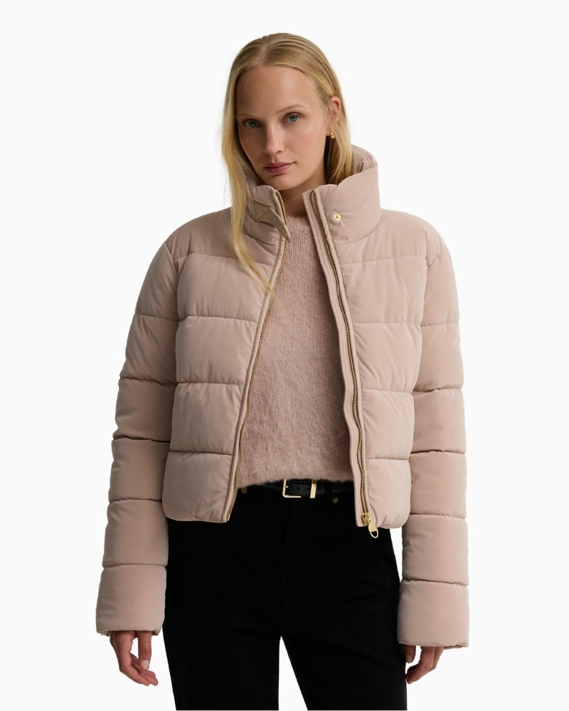 Barbour Halina Puffer Jacket in light beige front view