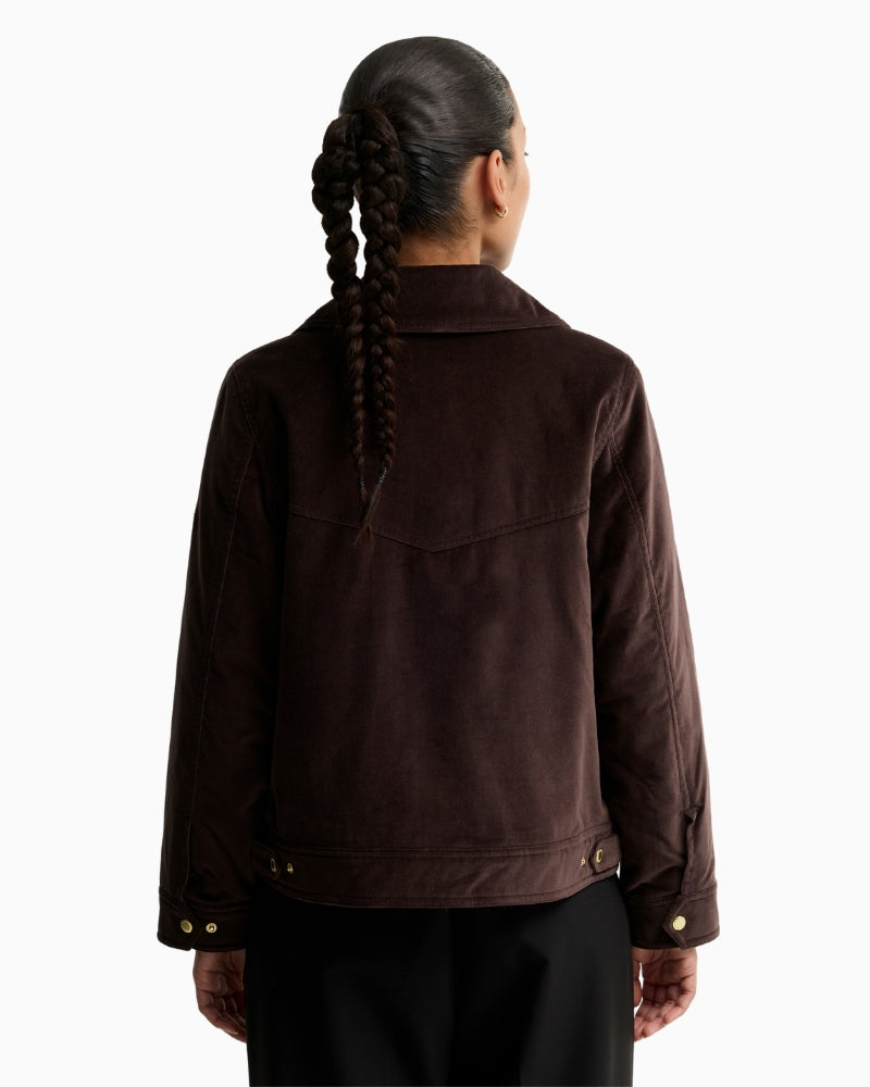 Barbour Hanson Velvet Casual Jacket in Brown back view