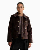 Barbour Hanson Velvet Casual Jacket in Brown front view