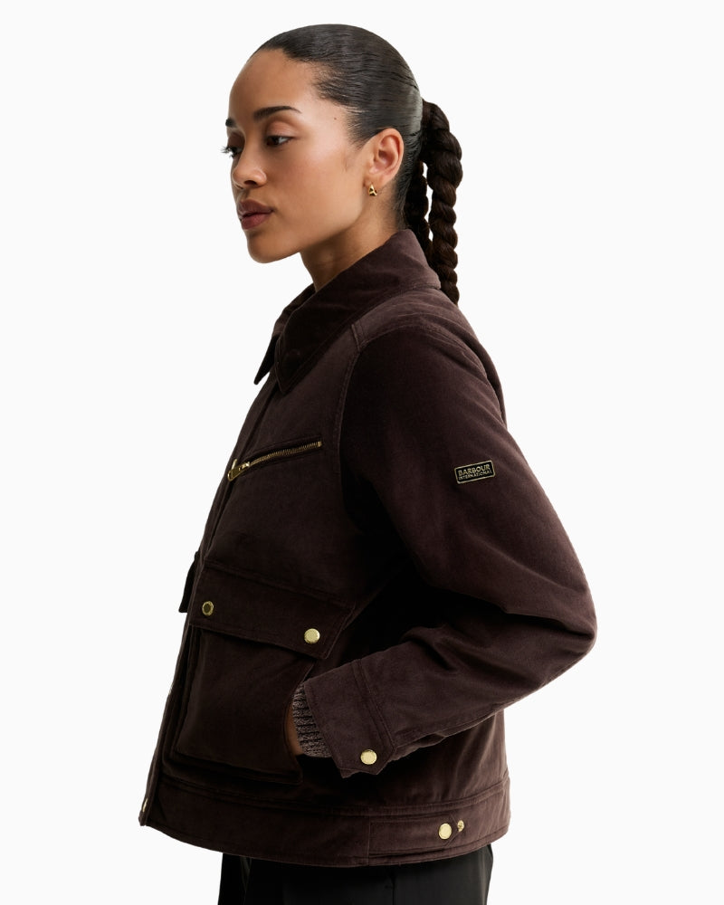 Barbour Hanson Velvet Casual Jacket in Brown side view