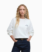 Barbour Harper Sweatshirt in off white – front view with embroidered chest logo