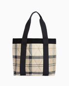 Barbour Healy Quilted Tote Bag navy tartan quilted pattern detail