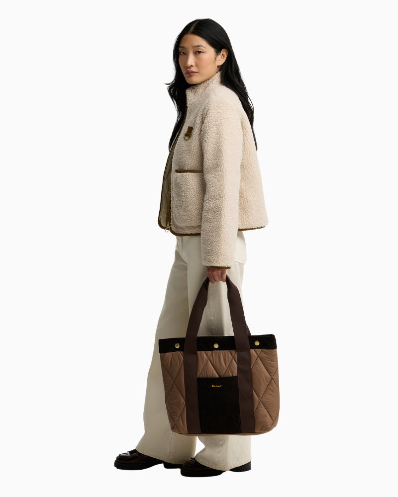 Barbour Healy Tote Bag in Beige handles detail