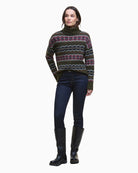 Model styling jumper with jeans – casual winter outfit