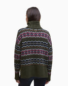 Back view of olive Barbour knit showing full Fair Isle detail