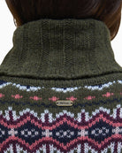 Detailed view of Barbour logo badge at the back of the neck of Barbour Helen Jumper