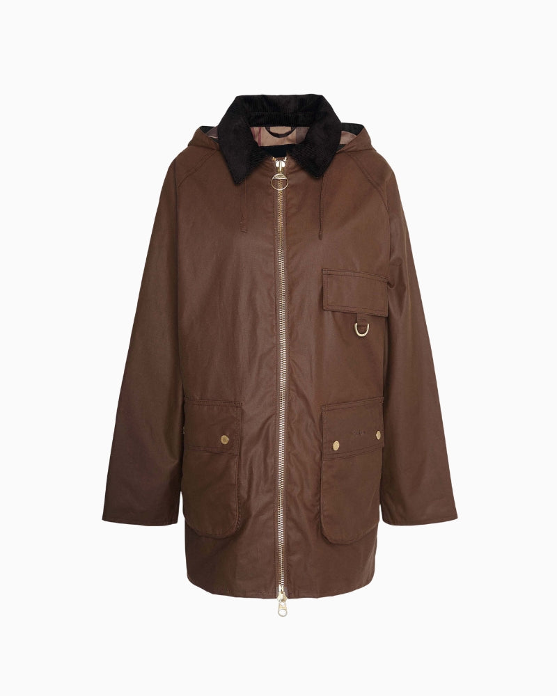 Barbour Highclere Wax Jacket in brown front view