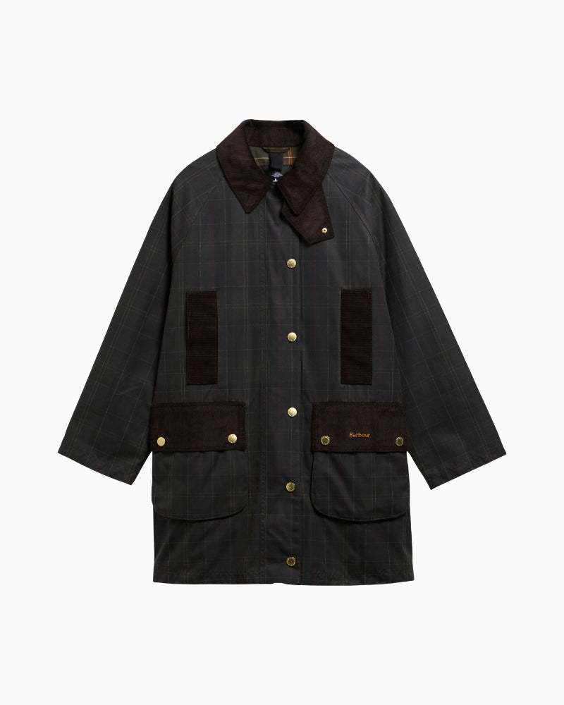 Barbour Icons Tartan Modern Bedale Wax Jacket in Olive product front view