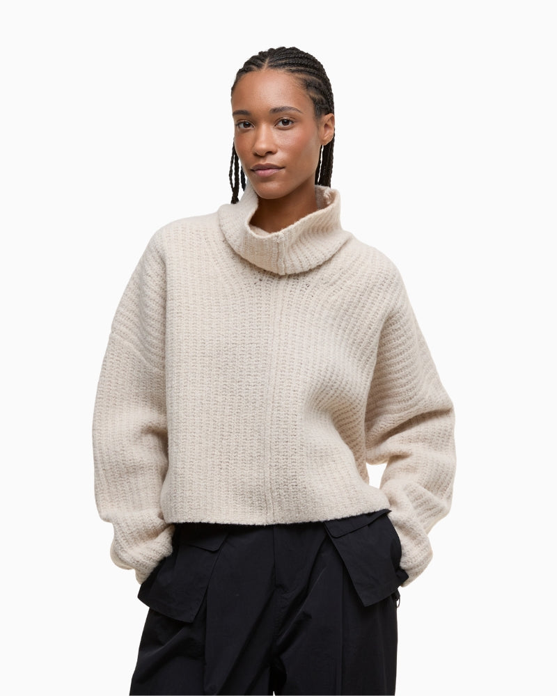 Front view of Barbour Imel knitted jumper in off-white