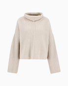 Ribbed crew neckline and fine wool blend texture