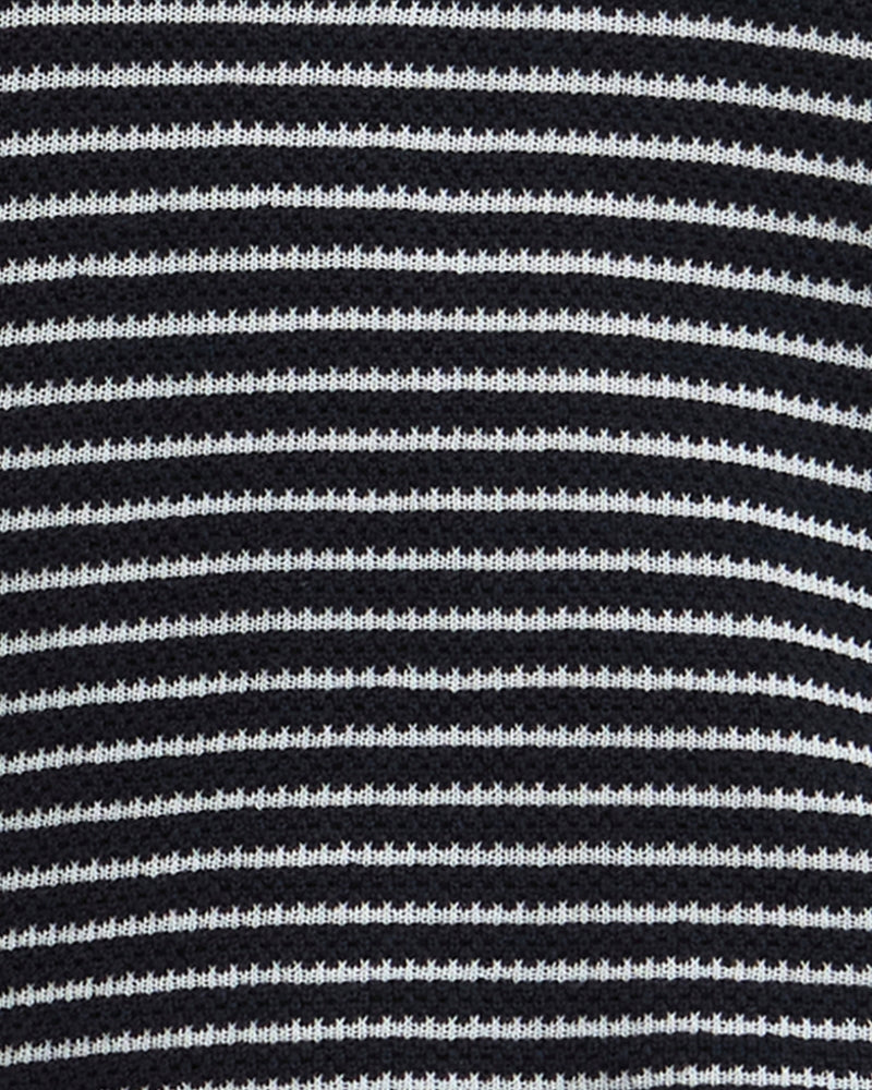 Barbour Inez knitted jumper navy stripe, close-up fabric view – Áines Boutique