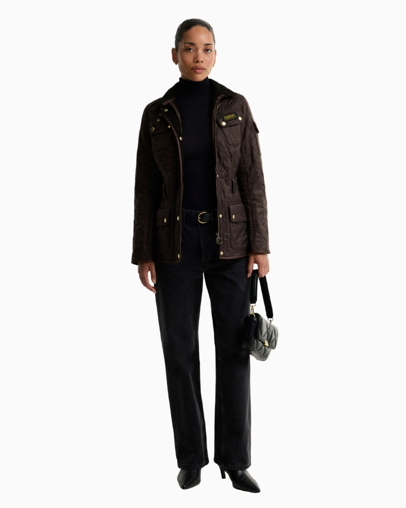 Barbour International Polarquilt Jacket in Brown styled view