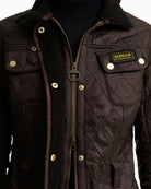 Barbour International Polarquilt Jacket in Brown zip up detail