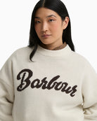 Barbour Ivybridge Jumper Ecru back neck Barbour badge