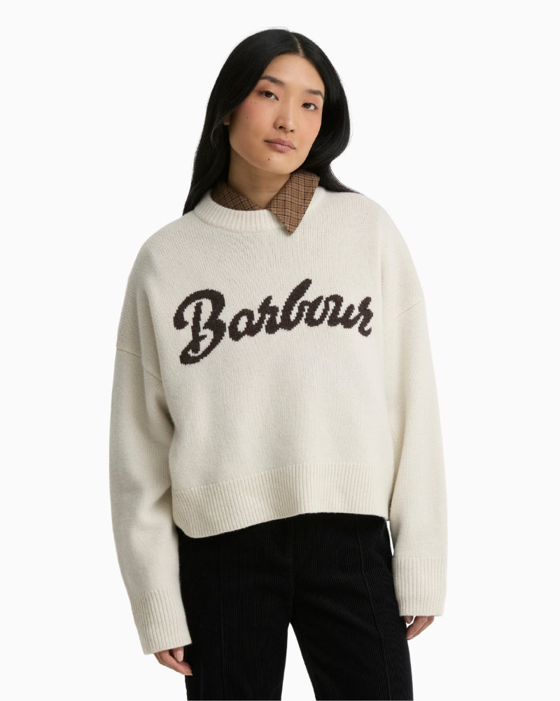 Barbour Ivybridge Jumper Ecru front view