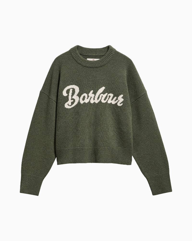 Barbour Ivybridge Jumper Olive front view