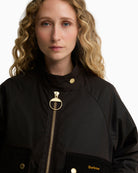 Barbour Ivybridge Wax Jacket in Dark Brown collar detail