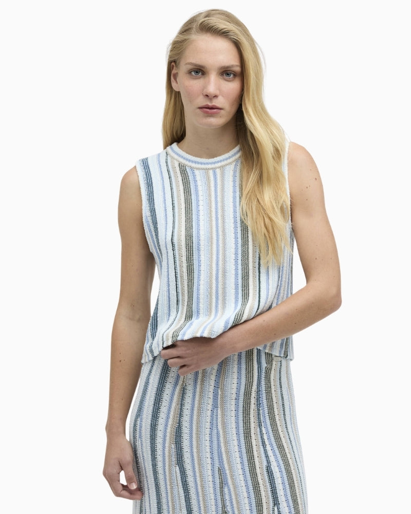 Barbour Josie knitted vest striped front view