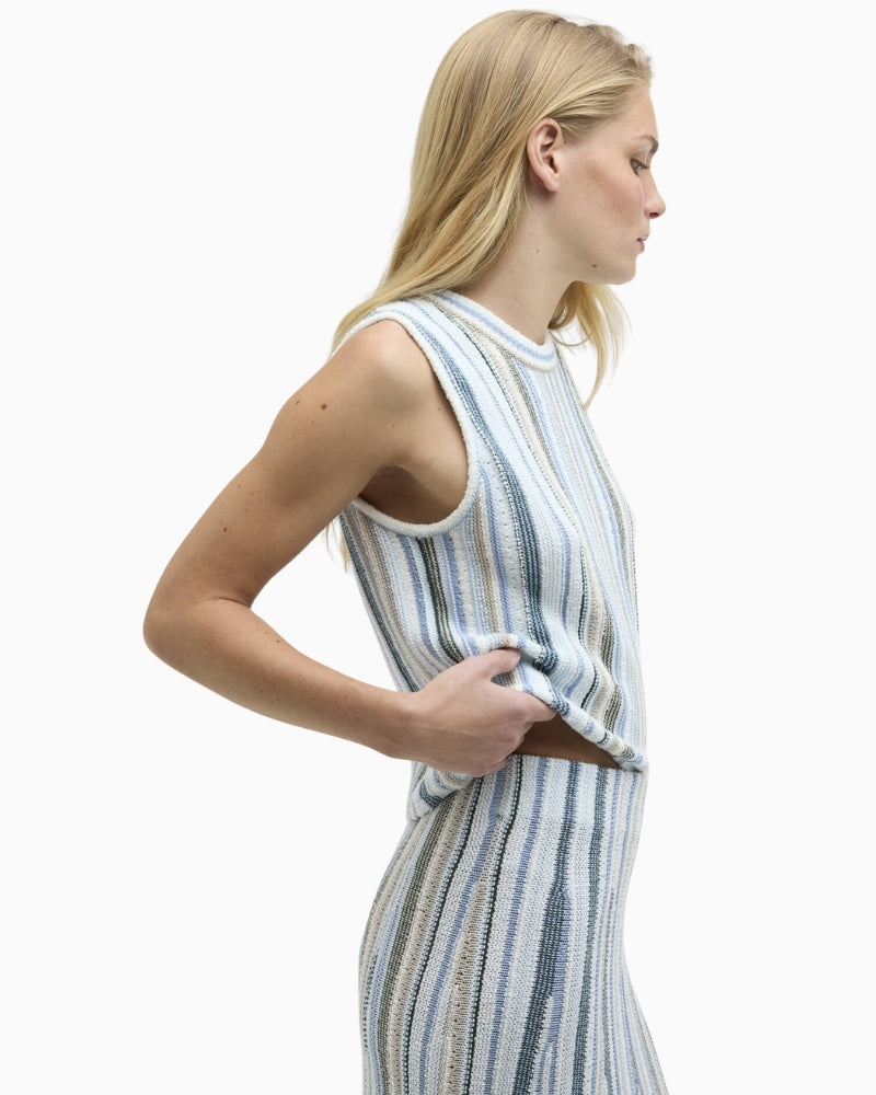 Barbour Josie knitted vest striped side view