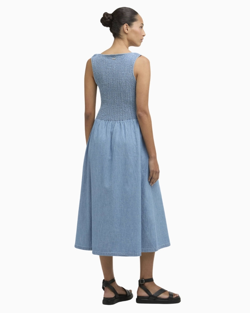 Barbour Josie midi dress chambray back view