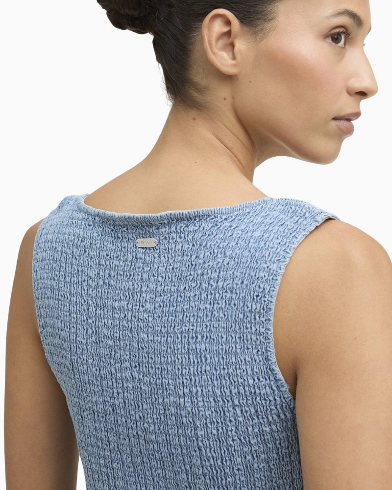 Barbour Josie midi dress chambray neckline detail