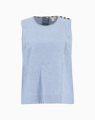Barbour Josie sleeveless blouse light chambray front view
