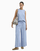 Barbour Josie wide-leg trousers light chambray full outfit view