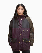 Barbour Keeley Wax Jacket in Merlot with cord collar and relaxed fit