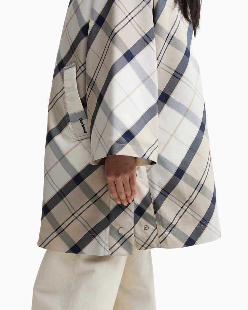 Barbour Kinsale tartan cape sleeve detail