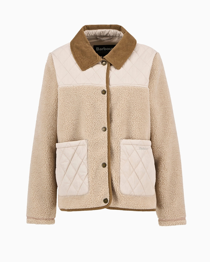 Flat lay of Barbour Laurel fleece showing full front and sleeve design