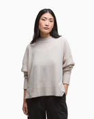 Front view of Barbour Leonie jumper in beige merino wool