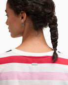 Barbour Lyndale top red pink, back neckline detail – Áines Boutique