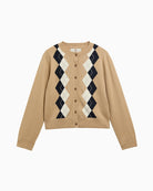 Barbour Mariana Cardigan Beige argyle pattern detail