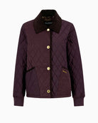 Full front lay view of Barbour Marla Quilted Jacket in cherry