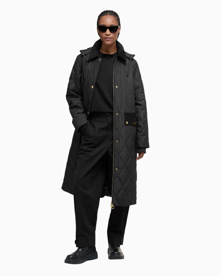 Barbour Meredith Quilted Jacket in Black with detachable hood