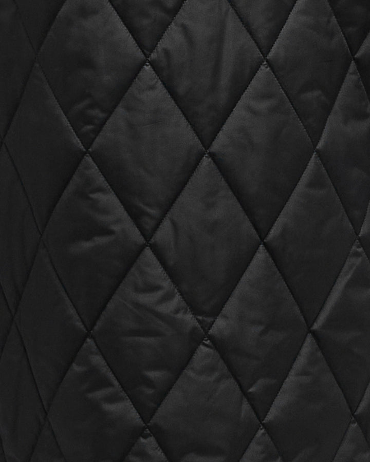 Close up view of the black quilted fabric of Barbour Meredith Quilted Jacket