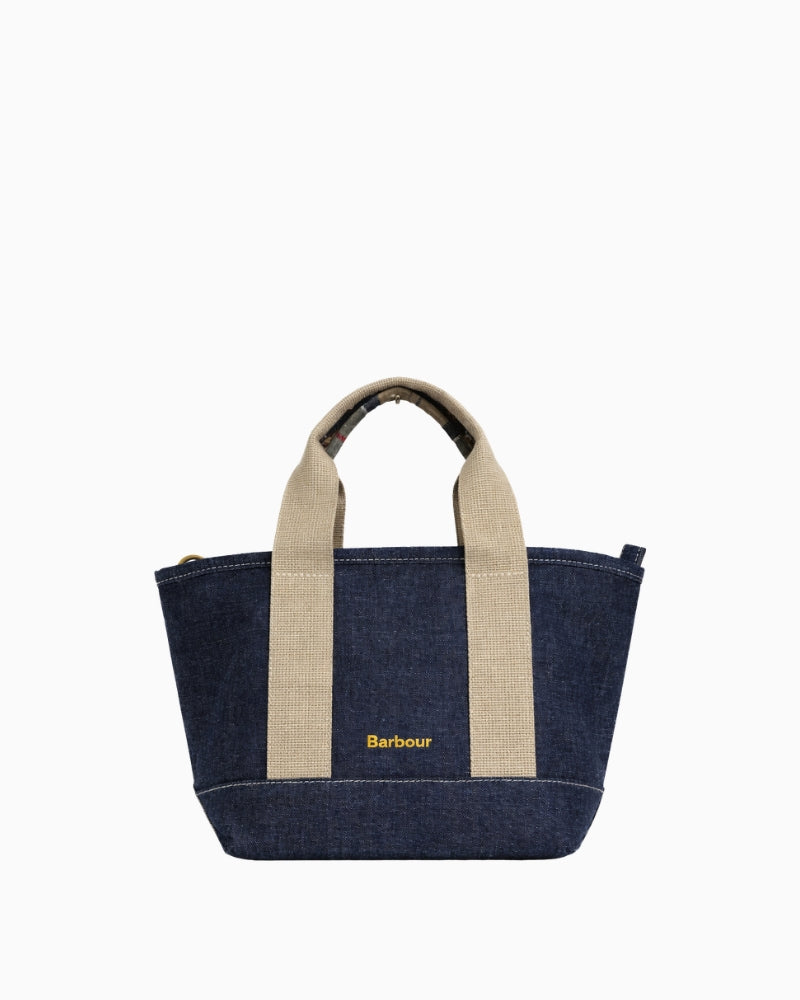 Barbour Mini Mya Tote Bag in Denim front view