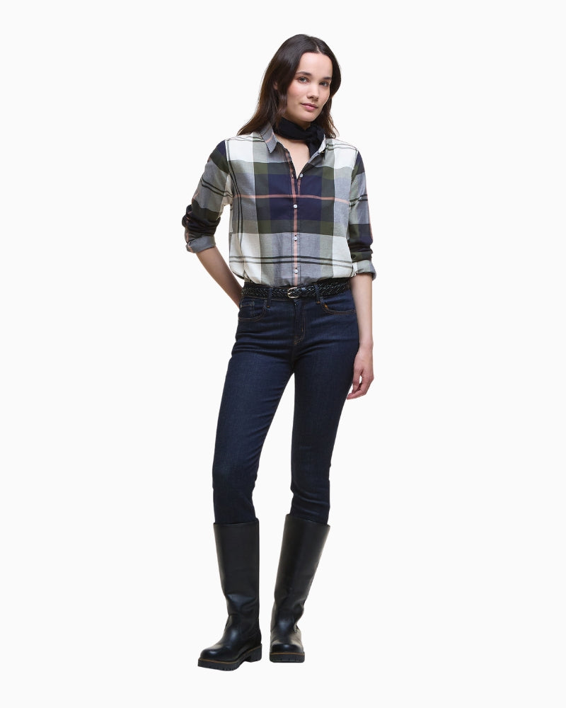 Relaxed-fit shirt styled with jeans for casual look