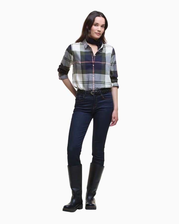 Relaxed-fit shirt styled with jeans for casual look