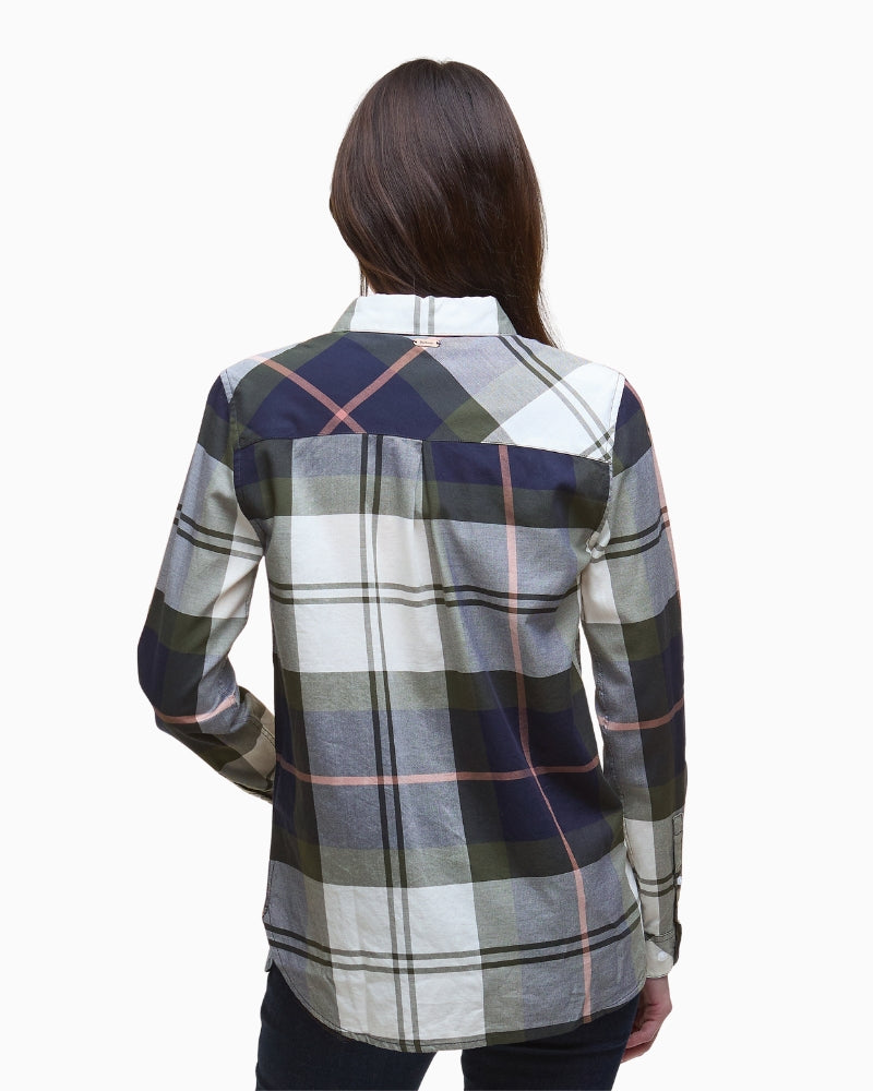 Back view showing shirt length and loose fit