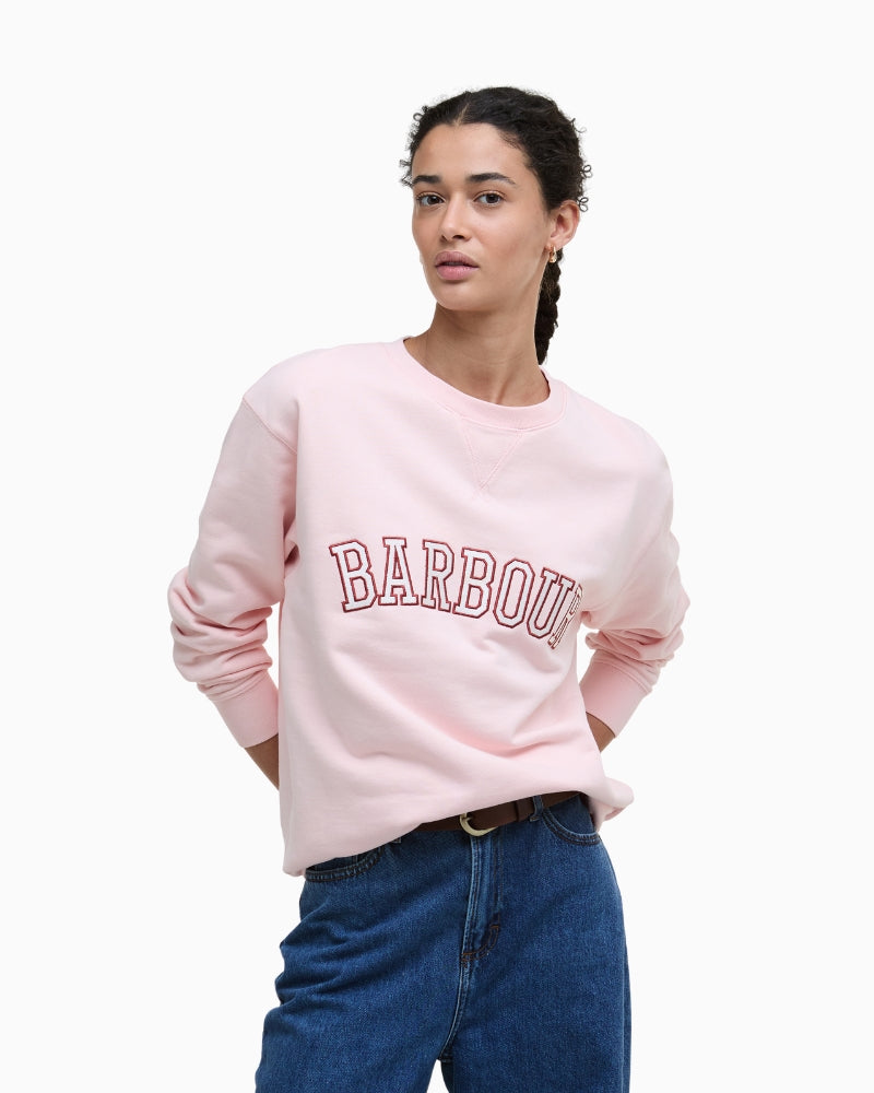 Barbour Northumberland Sweatshirt in Pink Blush front view