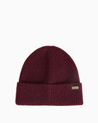 Barbour Olivia Beanie in Burgundy front view with logo badge