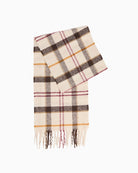 Barbour Olivia tartan scarf in Burgundy colourway with fringe trim