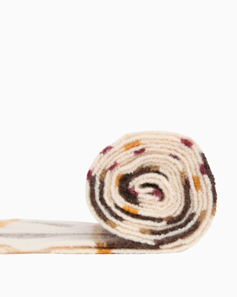 Barbour Olivia tartan scarf in Burgundy rolled detail view