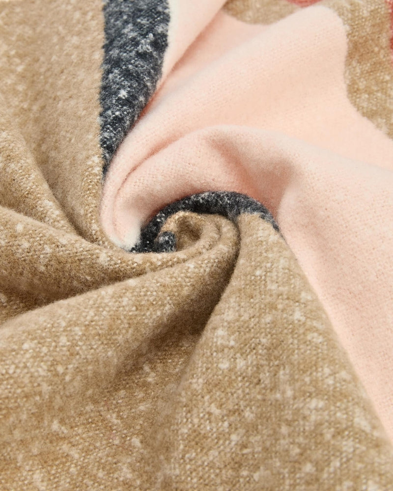 Close-up of boucle-effect texture on Barbour Paige Striped Scarf