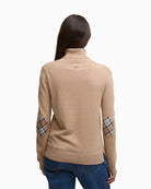 Back view of Barbour Pendle Knit with subtle logo badge at centre back and clean hem