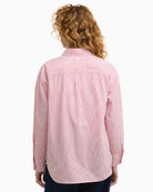 Barbour Polly striped shirt red, back view – Áines Boutique